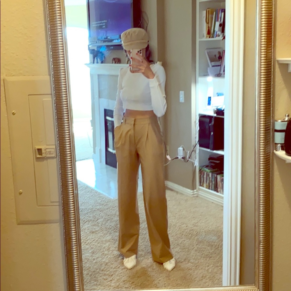 Cropped top $50 and wide legs khakis $70